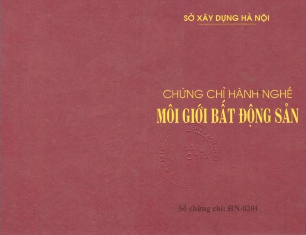 Chứng chỉ hành nghề môi giới bất động sản