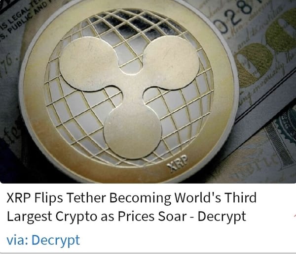 XRP vượt mặt Tether, trở thành đồng tiền điện tử lớn thứ 3 thế giới! 🚀
